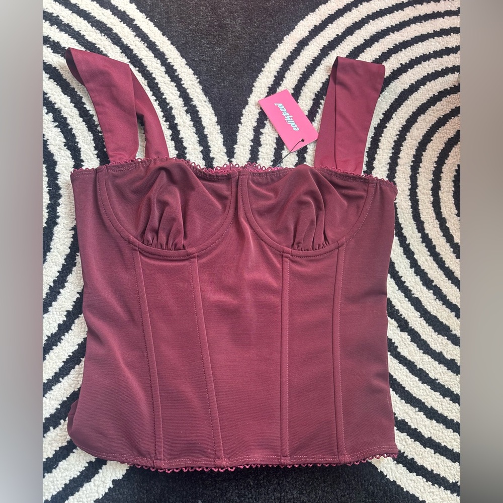 Edikted Burgundy Corset Top